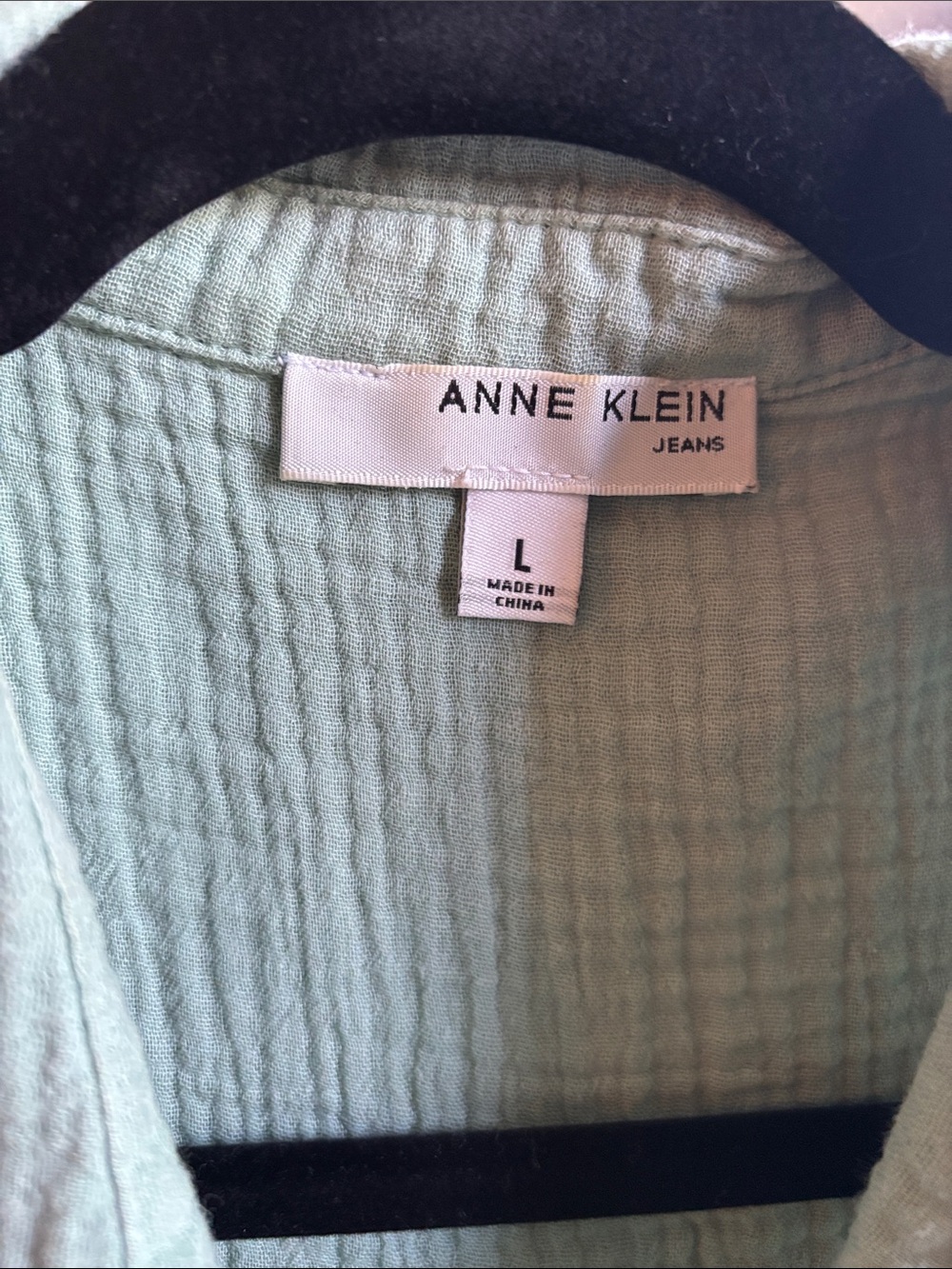 Anne Klein Pale Mint Quilted-Texture Button Front Shirt - Picture 2 of 3